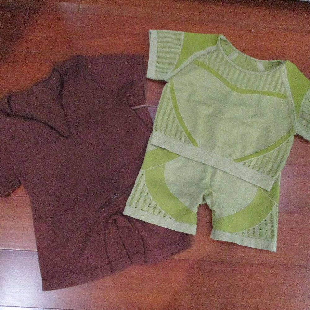 Lot of 2 Sets of Work Out Cropped Tops and Short Sets